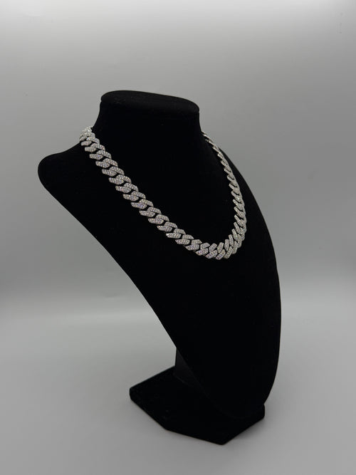 12mm 16" VVS Moissanite 925 Silver Iced Miami Cuban Chain
