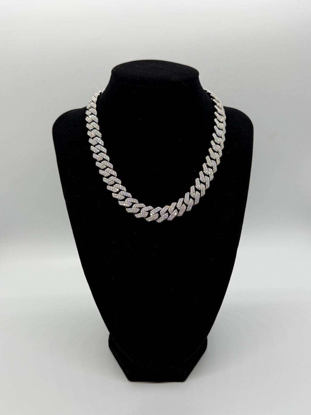 12mm 16" VVS Moissanite 925 Silver Iced Miami Cuban Chain