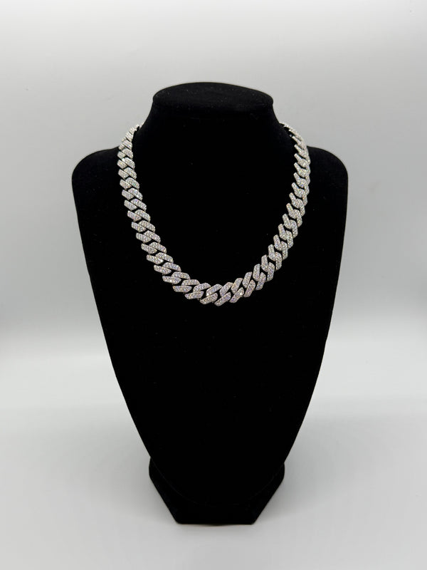 12mm 16" VVS Moissanite 925 Silver Iced Miami Cuban Chain