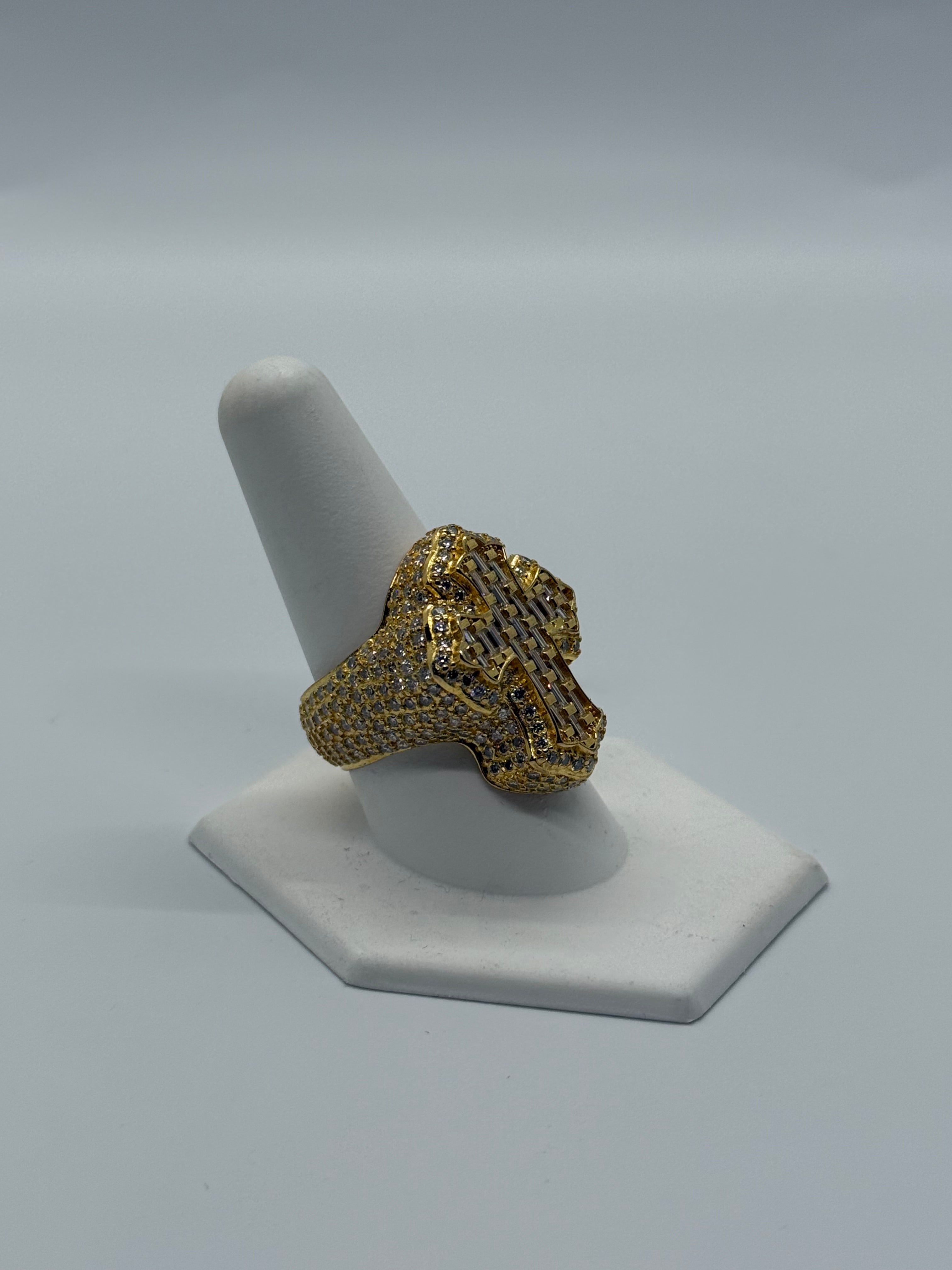 14k Yellow Gold Vermeil Cross Ring
