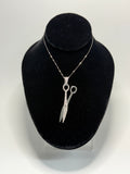 14k White Gold Lab Diamond Scissor Necklace