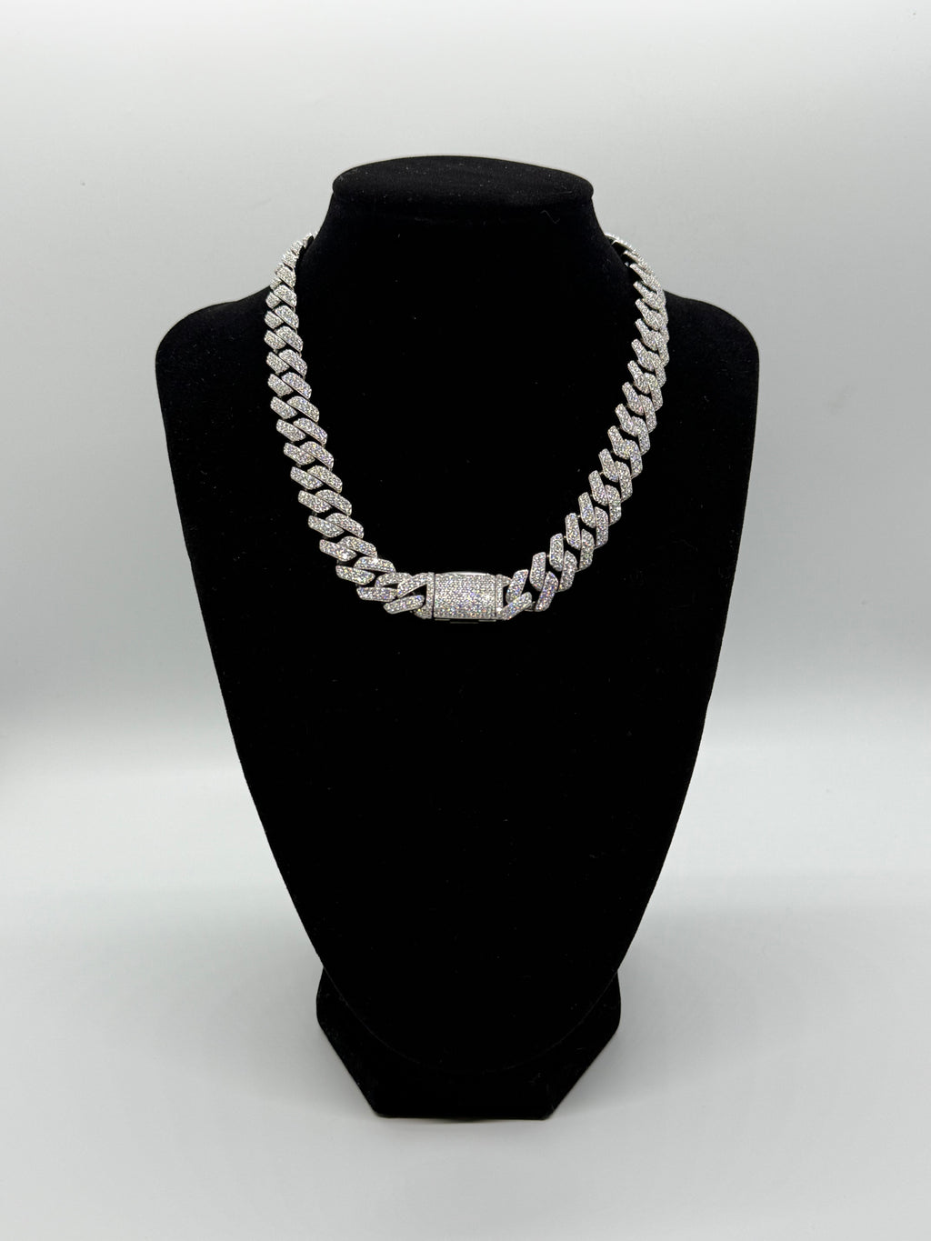12mm 16" VVS Moissanite 925 Silver Iced Miami Cuban Chain