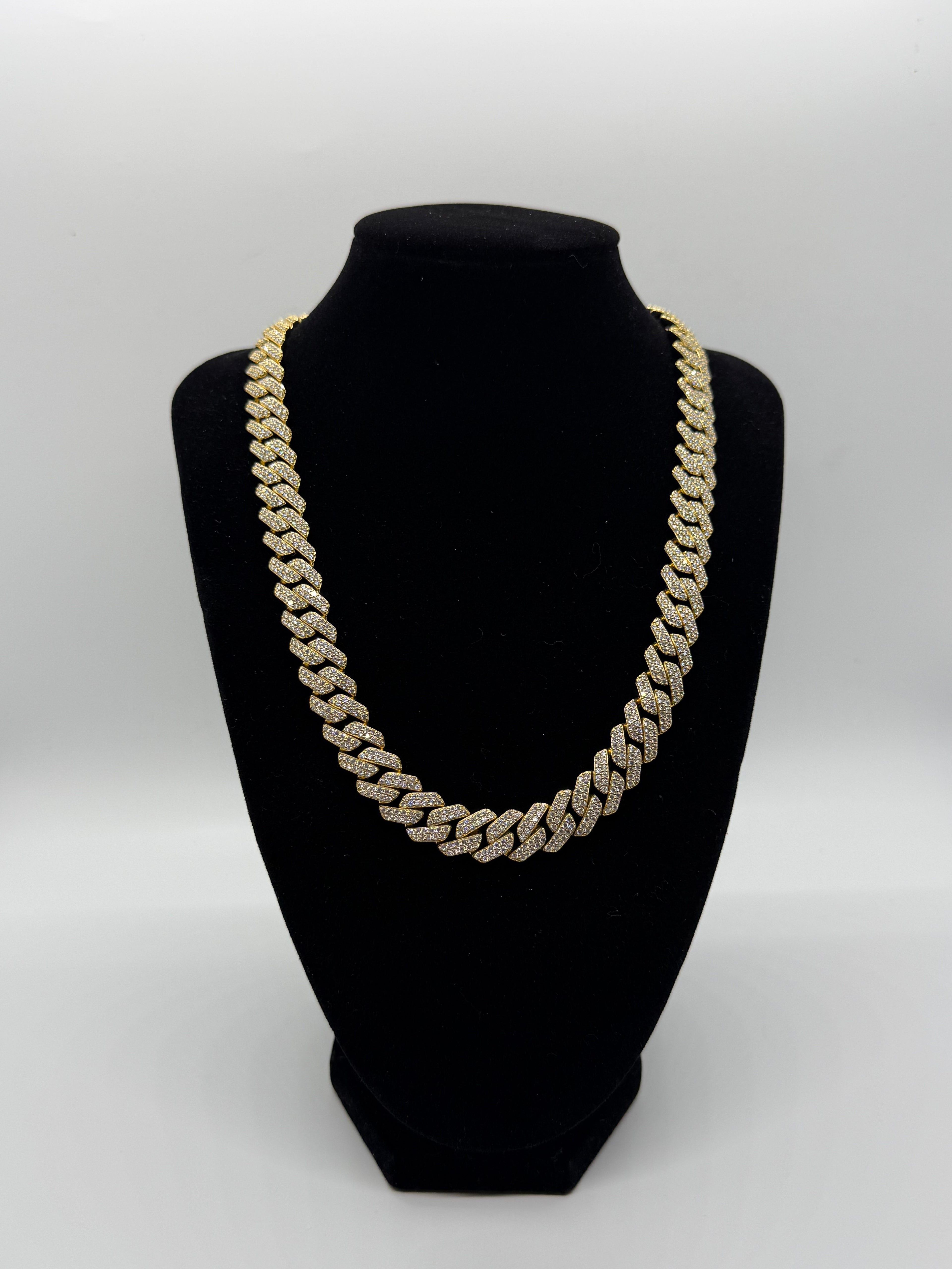 12mm 20" VVS Moissanite 18k Gold Vermeil Iced Miami Cuban Chain
