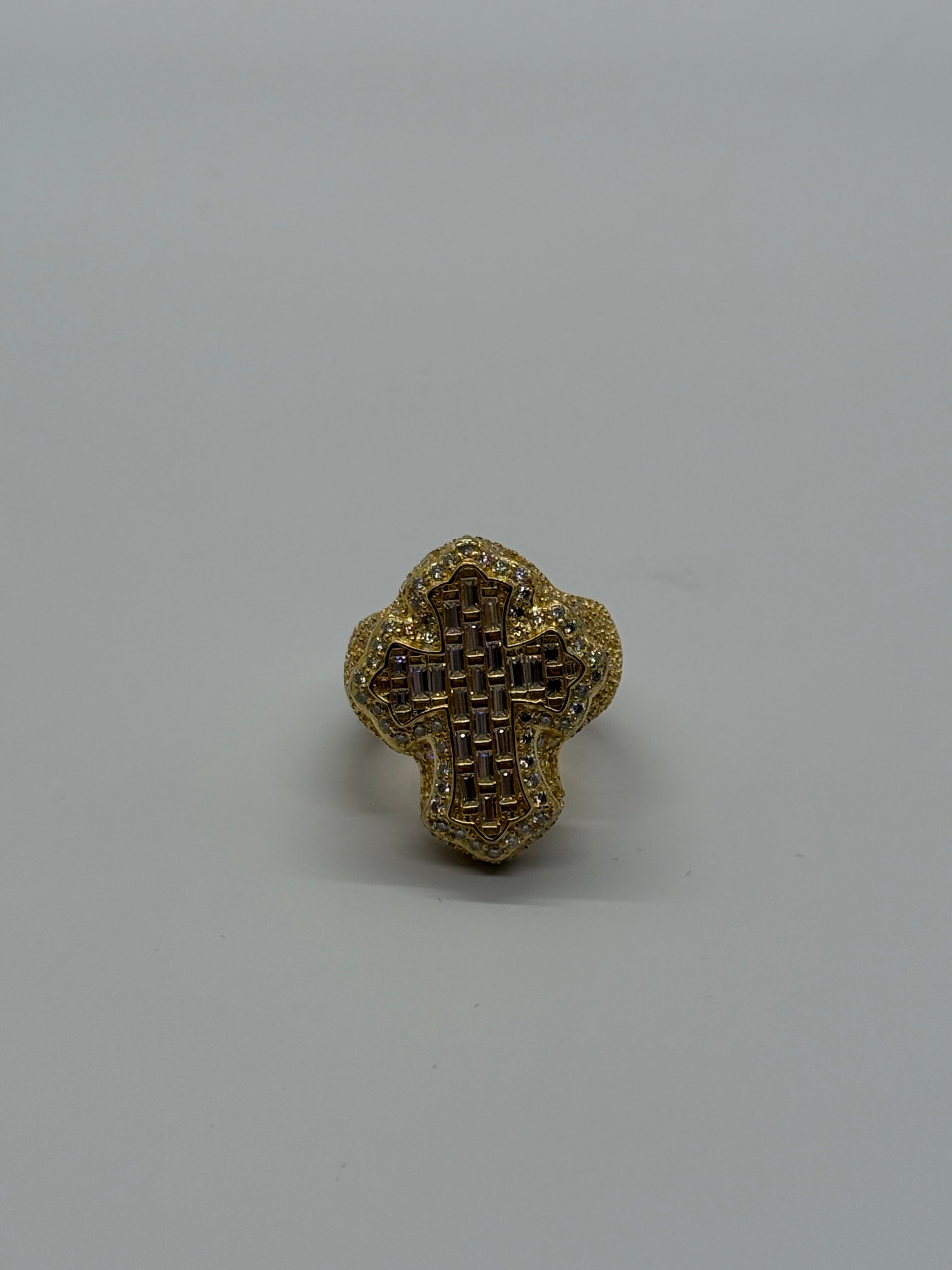 14k Yellow Gold Vermeil Cross Ring
