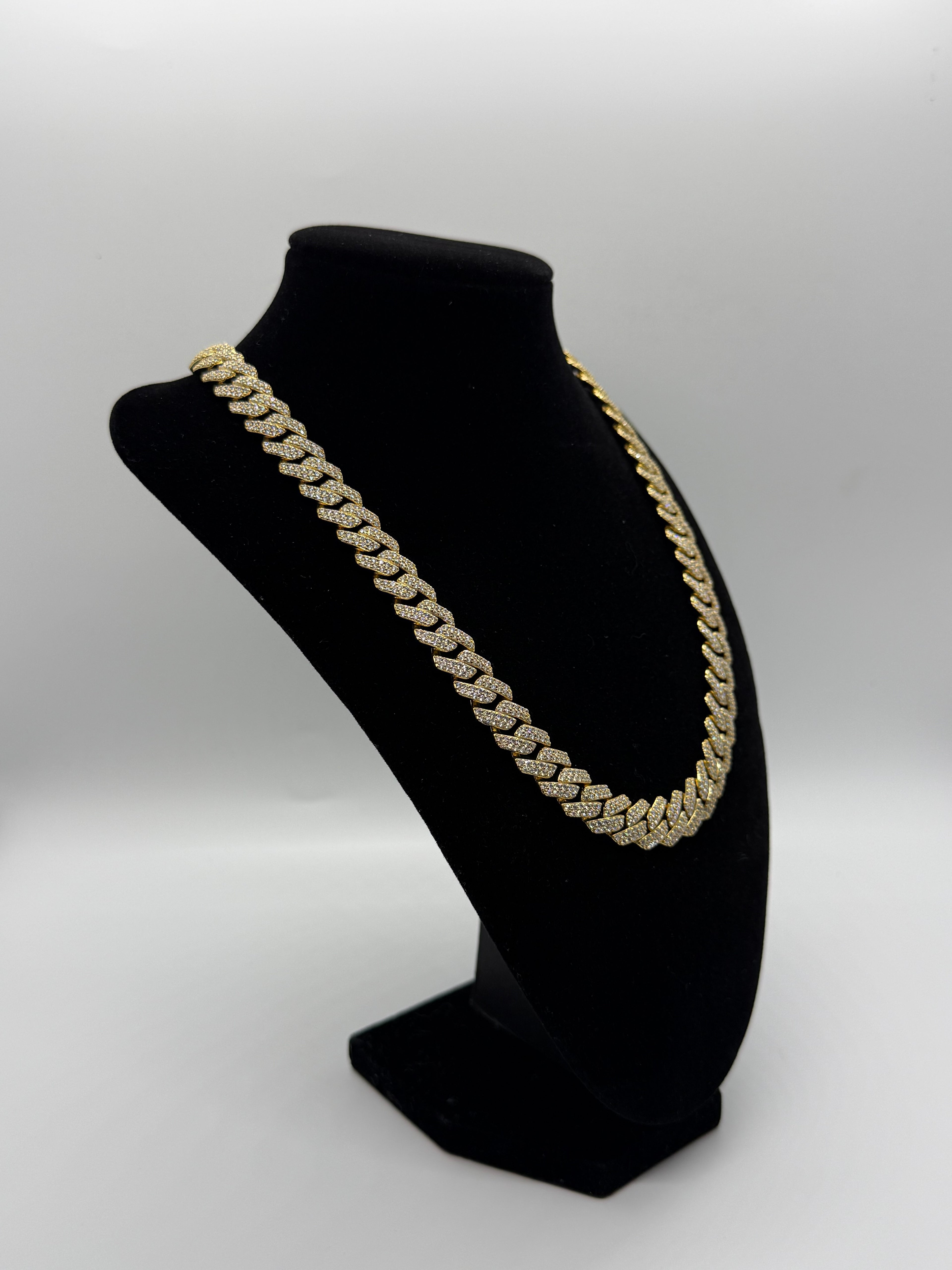 12mm 20" VVS Moissanite 18k Gold Vermeil Iced Miami Cuban Chain