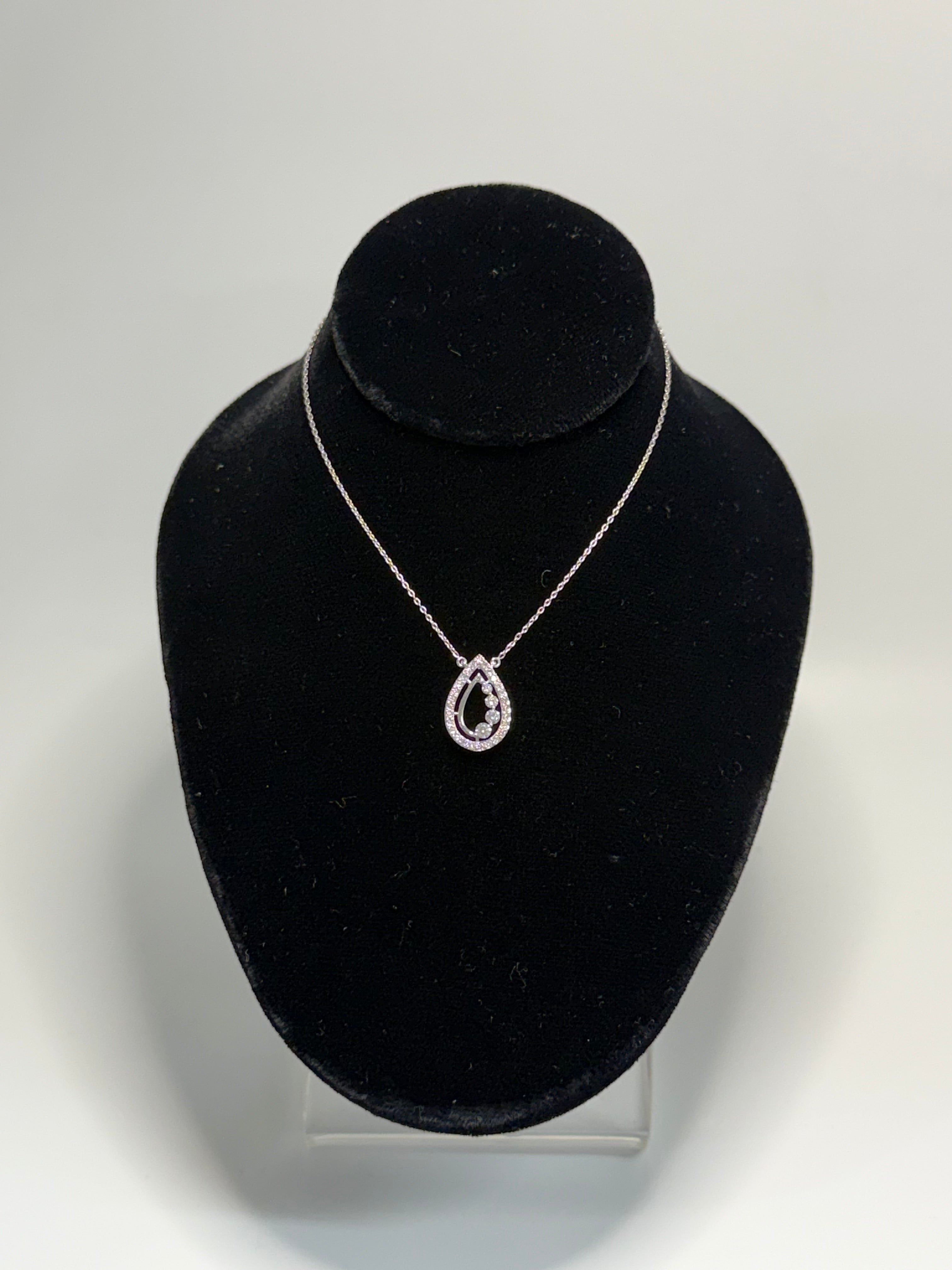 14k White Gold Lab Diamond Teardrop Pendant