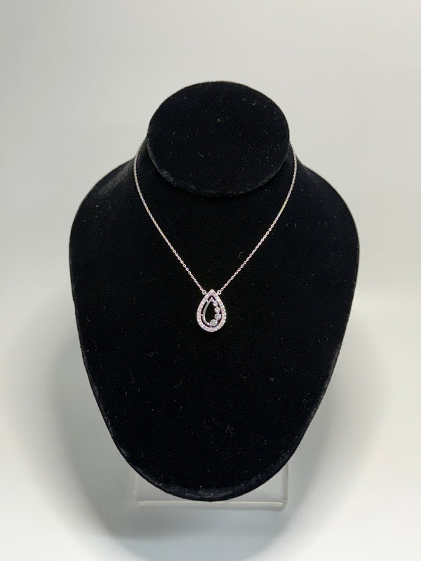 14k White Gold Lab Diamond Teardrop Pendant
