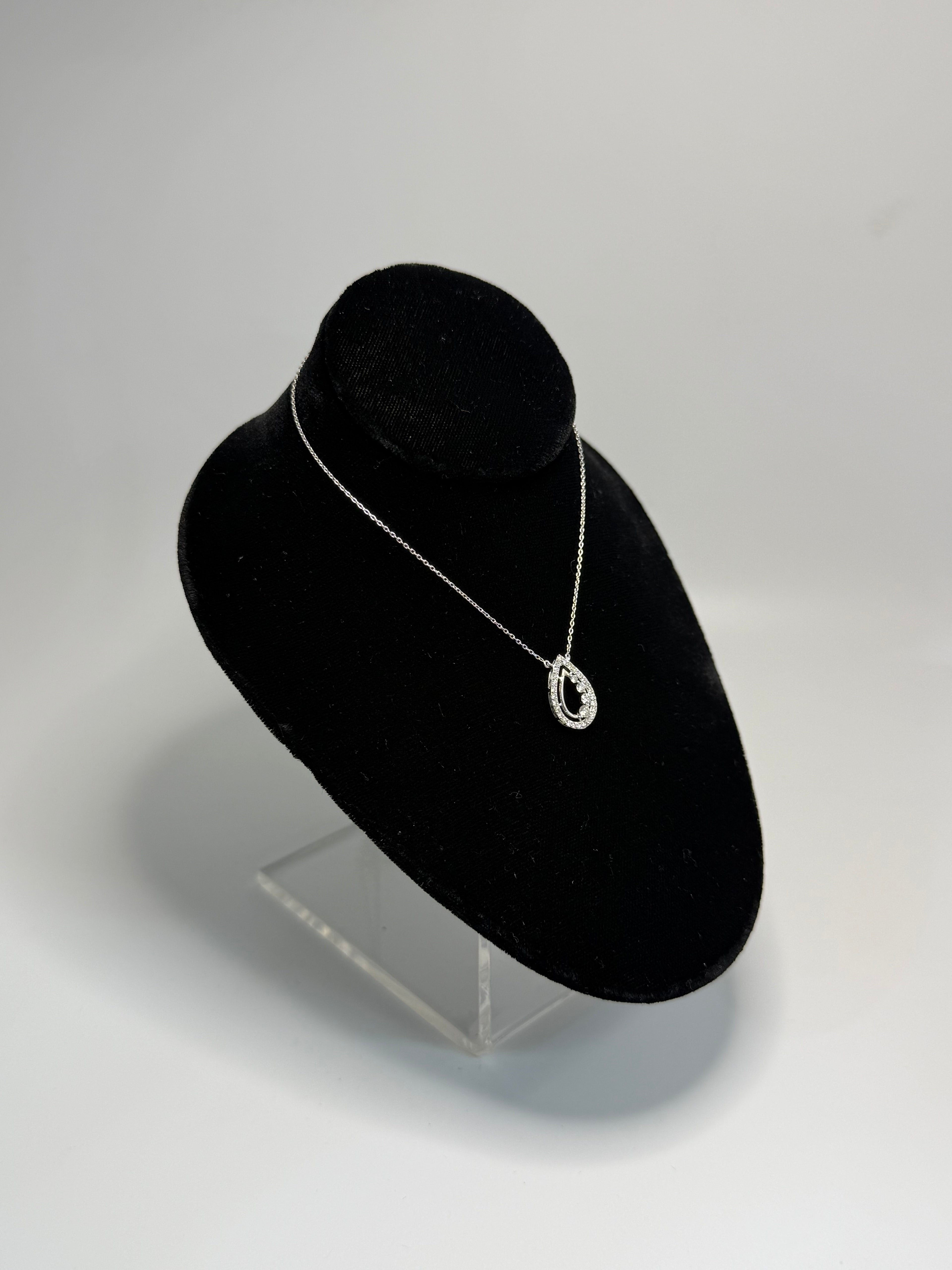 14k White Gold Lab Diamond Teardrop Pendant